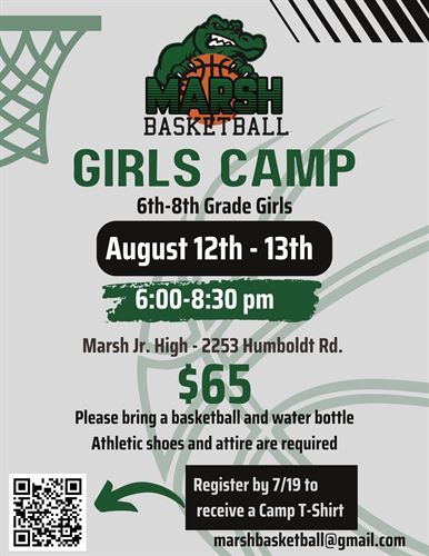 Mjhs Girls basketball camp. August 12th-13th 