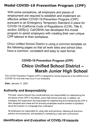 Marsh COVID Safety Plan Preview