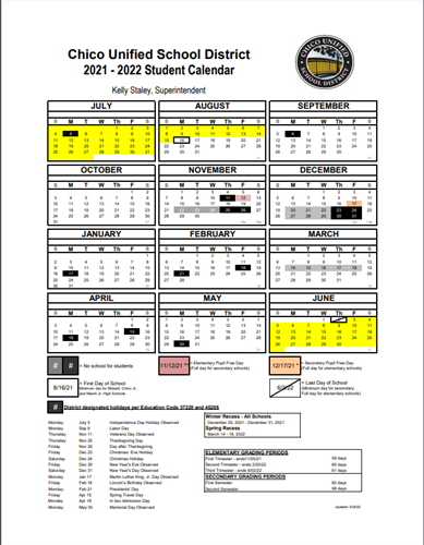 Chico State 2022 Calendar Marsh Jr. High School - Cusd Academic Calendar